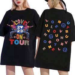 NIUHE Damen Kurzarm 2023 Briefdruck Brust- und Rückendruck Freizeit T-Shirt Top(003-4,S) von NIUHE