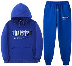 NIUHE Herren Tiger Printed Trainingsanzug Sets Buchstabe Druck Freizeit Kapuzenpullover 2-teilig mit Kapuze Sporthose Jogginganzug(Blau 004,3XL) von NIUHE