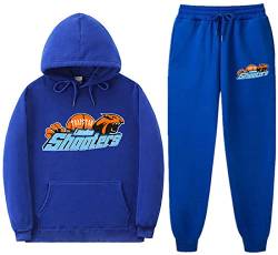 NIUHE Tiger Printed Trainingsanzug Sets Herren Freizeit Jogginganzug 2-teilig Kapuzenjacke mit Kapuze Und Taschen Sporthose Kapuzenpullover(Blau 002,L) von NIUHE