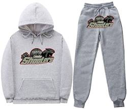 NIUHE Tiger Printed Trainingsanzug Sets Herren Freizeit Jogginganzug 2-teilig Kapuzenjacke mit Kapuze Und Taschen Sporthose Kapuzenpullover(Hellgrau 001,3XL) von NIUHE