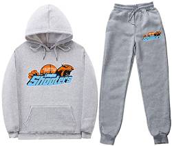 NIUHE Tiger Printed Trainingsanzug Sets Herren Freizeit Jogginganzug 2-teilig Kapuzenjacke mit Kapuze Und Taschen Sporthose Kapuzenpullover(Hellgrau 002,M) von NIUHE