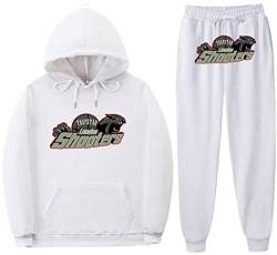 NIUHE Tiger Printed Trainingsanzug Sets Herren Freizeit Jogginganzug 2-teilig Kapuzenjacke mit Kapuze Und Taschen Sporthose Kapuzenpullover(Weiß 001,L) von NIUHE