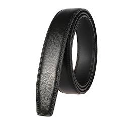 NIUXICH 3,0cm Breite Herren-/Damen-Ledergürtel ohne Schnallen, Business-Gürtel für Herren, ohne automatischen Schnallenkopf, Schwarz, 130cm von NIUXICH