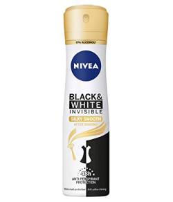 NIVEA Anti-Transpirant Deo Black & White Silky Smooth Spray 150 ml 48h Anti-Fleck Deo für Frauen mit After Shaving Skin Conditioners von NIVEA