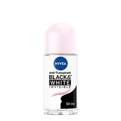NIVEA Black & White Invisible Clear Deo Roll-On (50 ml), Antitranspirant mit Anti-Flecken-Formel und ohne Alkohol, Deodorant mit 48h Schutz und NIVEA Pflegekomplex von NIVEA