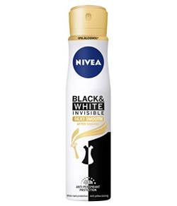 NIVEA Black & White Invisible Silky Smooth Anti-Transpirant (250 ml, 6 Stück) After Shaving Deodorant für Frauen, Anti-Transpirant Spray für Frauen, Deodorant Damen von NIVEA