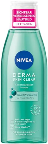 NIVEA Derma Skin Clear Gesichtswasser (200 ml), feuchtigkeitsspendender Toner für ein sichtbar verbessertes Hautbild, Gesichtstonic mit Salicylsäure und Niacinamid von NIVEA