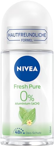 NIVEA Fresh Pure Deo Roll-On (50 ml), Deo ohne Aluminium (ACH) mit 48h Schutz und sanfter Pflege, Deodorant mit einzigartiger INFINIFRESH Formel und Jasmin-Duft von NIVEA