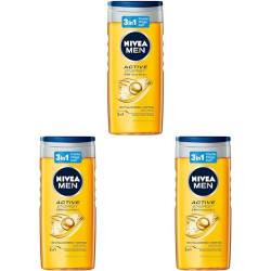 NIVEA MEN Active Energy Duschgel (250 ml), pH-hautfreundliche Pflegedusche mit 24h Frische-Effekt, Männer Duschgel mit Koffein für Körper, Gesicht und Haar (Packung mit 3) von NIVEA