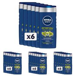 NIVEA MEN Energy Duschshampoo 6 x 250 ml, revitalisierender Duschschaum für Körper, Gesicht und Haare, erfrischend mit Minzextrakt (Packung mit 4) von NIVEA