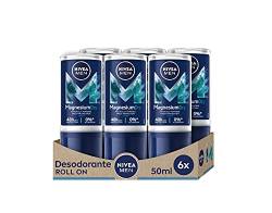 NIVEA MEN MagnesiumDry Fresh Roll-on Deodorant 6 x 50 ml, Deo-Roll-on mit Magnesium, Deodorant für Herren, ohne Aluminiumsalze für trockene Haut von NIVEA