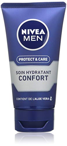 NIVEA MEN Protect & Care Feuchtigkeitspflege Komfort-Pflege (1 x 75 ml), Gesichtspflege angereichert mit Vitamin B5 und Aloe Vera, fettfreie Feuchtigkeitscreme für Männer von NIVEA