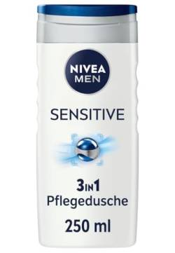 NIVEA MEN Sensitive Duschgel (250 ml), pH-hautfreundliche Pflegedusche für empfindliche Haut, Männer Duschgel mit Bambusextrakt für Körper, Gesicht und Haar von NIVEA