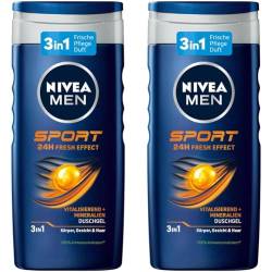 NIVEA MEN Sport Duschgel (250 ml), pH-hautfreundliche Pflegedusche mit vitalisierendem Duft, Männer Duschgel mit Mineralien für Körper, Gesicht und Haar (Packung mit 2) von NIVEA