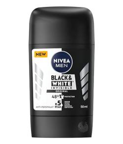 NIVEA MEN Stick INVISIBLE BLACK AND WHITE ORIGINAL Extra Fresh And Clean 48h Antiperspirant No White Marks On Yellow Stains Patented Emulsion Technology, Pack Of 2, 2 X 50ML, 48H Protection von NIVEA