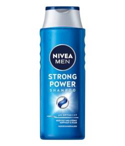 NIVEA MEN Strong Power Shampoo, kräftigendes Haarshampoo ohne Silikone und Mikroplastik, Männer Shampoo mit Meeresmineralien und pH-optimierter Formel (400 ml) von NIVEA