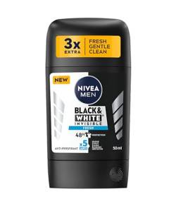 NIVEA MEN stick INVISIBLE BLACK AND WHITE FRESH 48-hour Protection Antiperspirant Soft Texture, Smooth Application Special Patented Technology, PACK OF 2, 2 X 50ML von NIVEA