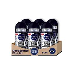 NIVEA Men Black & White Invisible Roll-On Deodorant Antitranspirant im 6er Pack (6 x 150 ml) Anti-Haarstreifendeo für Herren, Deo Roll reguliert die Atmungsaktivität für 48h von NIVEA