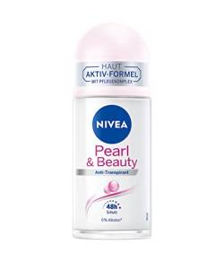 NIVEA Pearl & Beauty Deo Roll-On (50 ml), Anti-Transpirant schützt 48h vor Schweiß und Körpergeruch, pflegendes Roll-On mit Perlenextrakten von NIVEA