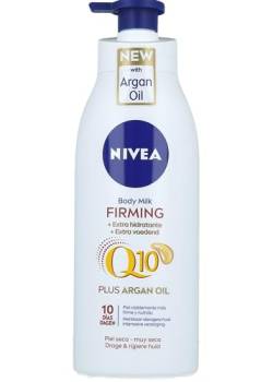 NIVEA Q10 Aceite de Argán Body Milk Reafirmante + Hidratante (400 ml), loción corporal vitamina C, crema hidratante corporal reafirmante, mejora la elasticidad en 10 días von NIVEA