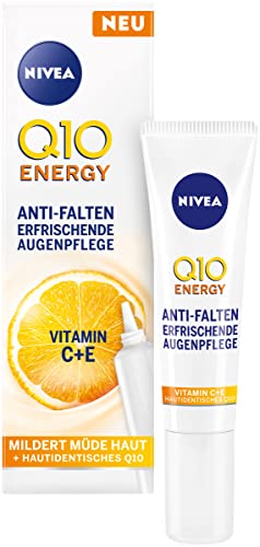 NIVEA Q10 Anti-Falten Augenpflege, Augencreme mit Q10, Vitamin C und E mildert Krähenfüße, Feuchtigkeitscreme für die Augenpartie, Q10 Energy Anti-Falten Erfrischende Augenpflege (15 ml) von NIVEA