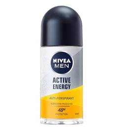 NIVEA Roll On Men Cool Active Energy 50ML (Pack of 3) Formulated With Zinc Complex, Provides Long-lasting 48h Antiperspirant Protection for All Skin Types, Including Normal Skin von NIVEA