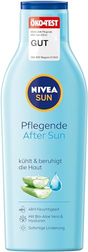 NIVEA SUN Pflegende After Sun Lotion (250 ml), Lotion mit hautberuhigender Wirkung nach dem Sonnenbad, After Sun mit Bio-Aloe Vera und Hyaluron für 48h Feuchtigkeit von NIVEA