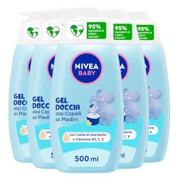 Nivea Baby-Reinigungsmittel von den Haaren bis zu den Füßen, Shampoo, Körper und Haar, mildes und hypoallergen, Reinigungsmittel mit natürlicher Ringelblume, 5 Flaschen à 500 ml von NIVEA