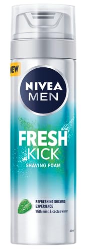 Nivea MEN Fresh Kick Rasierschaum (200 ml), erfrischender Rasierschaum, Rasierschaum für Männer mit Minz- und Kaktuswasser, Rasierschaum für Männer von NIVEA