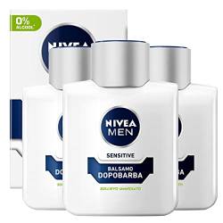 Nivea Men Sensitive Aftershave-Balsam Extra sanft After Shave Herren mit Kamille und Vitamin-Extrakt und Bartbalsam, empfindliche Haut, 3 Flaschen à 100 ml von NIVEA