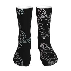 NIXNUT Herren- und Damen-Socken, schwarze Schildkröte, warm, gemütlich, cool, bunt, ausgefallen, lustig, lässig, gekämmte Baumwollsocke, Schwarz , One size von NIXNUT