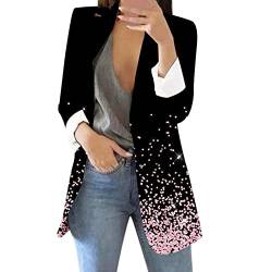 NJGRAE Damen Sommer Elegant Blazer Business Jacke Damen Pailletten Bedruckte Strickjacke Anzug Langarm Business Büro Jacke Mantel Bluse Jacken von NJGRAE