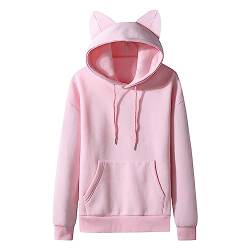 NJGRAE Herren Kapuzenpullover Hoodies Sweatshirts 2023 Herbst/Winter Katze Ohr Fleece Paar Einfarbig Mit Kapuze Damen Hoodie Für Damen (RD2, XXL) von NJGRAE