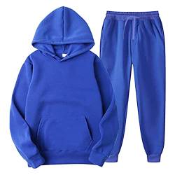 NJGRAE Trainingsanzug Jogginganzug Herren Damen Sportanzug 2 Piece Hoodie Sporthose Unisex Anzug Tracksuit Atmungsaktiv und Komfortabel Jogging Anzug Set mit Hoodie und Hose (Blue-c, XL) von NJGRAE