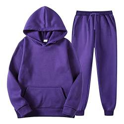 NJGRAE Trainingsanzug Jogginganzug Herren Damen Sportanzug 2 Piece Hoodie Sporthose Unisex Anzug Tracksuit Atmungsaktiv und Komfortabel Jogging Anzug Set mit Hoodie und Hose (Purple-c, S) von NJGRAE