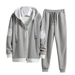 NJGRAE Trainingsanzug Jogginganzug Herren Sportanzug 2 Piece Hoodie Sporthose Sportanzug Baumwolle Anzug Tracksuit Atmungsaktiv und Komfortabel Kapuzenpullover Set (Grey-d, XXXL) von NJGRAE