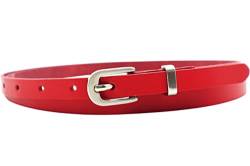 NK Belt GmbH Damen Ledergürtel aus Rindsleder, Made in Germany, Anzug Jeans Gürtel 12mm schmal #MR-19 (Rot, 100cm Gesamtlänge 115cm) von NK Belt GmbH