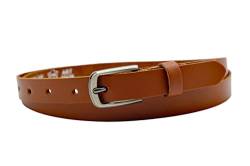 NK Belt GmbH Damen Ledergürtel aus Rindsleder, Made in Germany, Anzug Jeans Gürtel 2cm schmal #SR-07A (Cognac, 110cm Gesamtlänge 125cm) von NK Belt GmbH