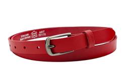 NK Belt GmbH Damen Ledergürtel aus Rindsleder, Made in Germany, Anzug Jeans Gürtel 2cm schmal #SR-07A (Rot, 105cm Gesamtlänge 120cm) von NK Belt GmbH