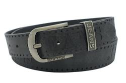 NK Belt GmbH Handgemachter Herren Ledergürtel aus Büffelleder schwarz, Made in Germany, Anzug Jeans Gürtel, Jeans Prägung 38mm #JM-11 (135cm Gesamtlänge 150cm) von NK Belt GmbH