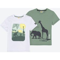 Jungen-T-Shirt mit Safari-Frontaufdruck, 2er-Pack von NKD