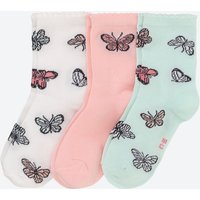 Mädchen-Socken mit Schmetterlings-Muster, 3er-Pack von NKD