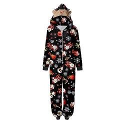 NKPUYT Weihnachts Schlafanzug Familie Einteiler Overall Mit Kapuze Weihnachtspyjama Damen Herren Kinder Baby Weihnachten Onesie Jumpsuit Bedruckte Schlafoverall Sleepwear Weihnachts Kostüm Damen von NKPUYT