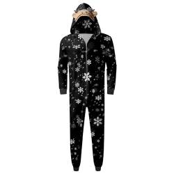 NKPUYT Weihnachts Schlafanzug Familie Einteiler Overall Mit Kapuze Weihnachtspyjama Damen Herren Kinder Baby Weihnachten Onesie Jumpsuit Weihnachten Drucken Schlafoverall Sleepwear Weihnachts Kostüm von NKPUYT