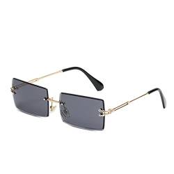 NKY Nalakey Quadratische randlose Sonnenbrille,UV400-Schutz Vintage Bonbonfarben Klassische Quadratische Brille für Damen Herren Gold Ultraleicht Rahmen (11) von NKY