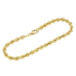 NKlaus 19cm Armband Zopfkette 333 Gelb Gold 8 Karat Kordel hohl 4,5mm Breit Armkettchen 15684 von NKlaus