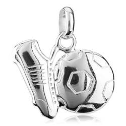 NKlaus 925 Silber Fußball Amulett Talisman Kettenanhänger Fußball-Schuh mit Ball 10mm 3674 von NKlaus