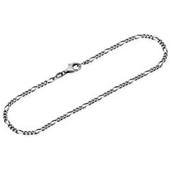 NKlaus Armband 20cm Figaro - Panzerkette 925 Sterling Silber oxidiert 2,2mm breit 13848 von NKlaus