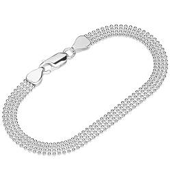 NKlaus Armband 925 Sterling Silber 19cm Kugelkette mehrreihig Damen Armkette exquisit 12185 von NKlaus