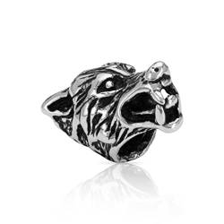 NKlaus Bartschmuck Ø innen: 6 mm Bartperle Wolf 925 Sterling Silber Herrenschmuck 4319 von NKlaus